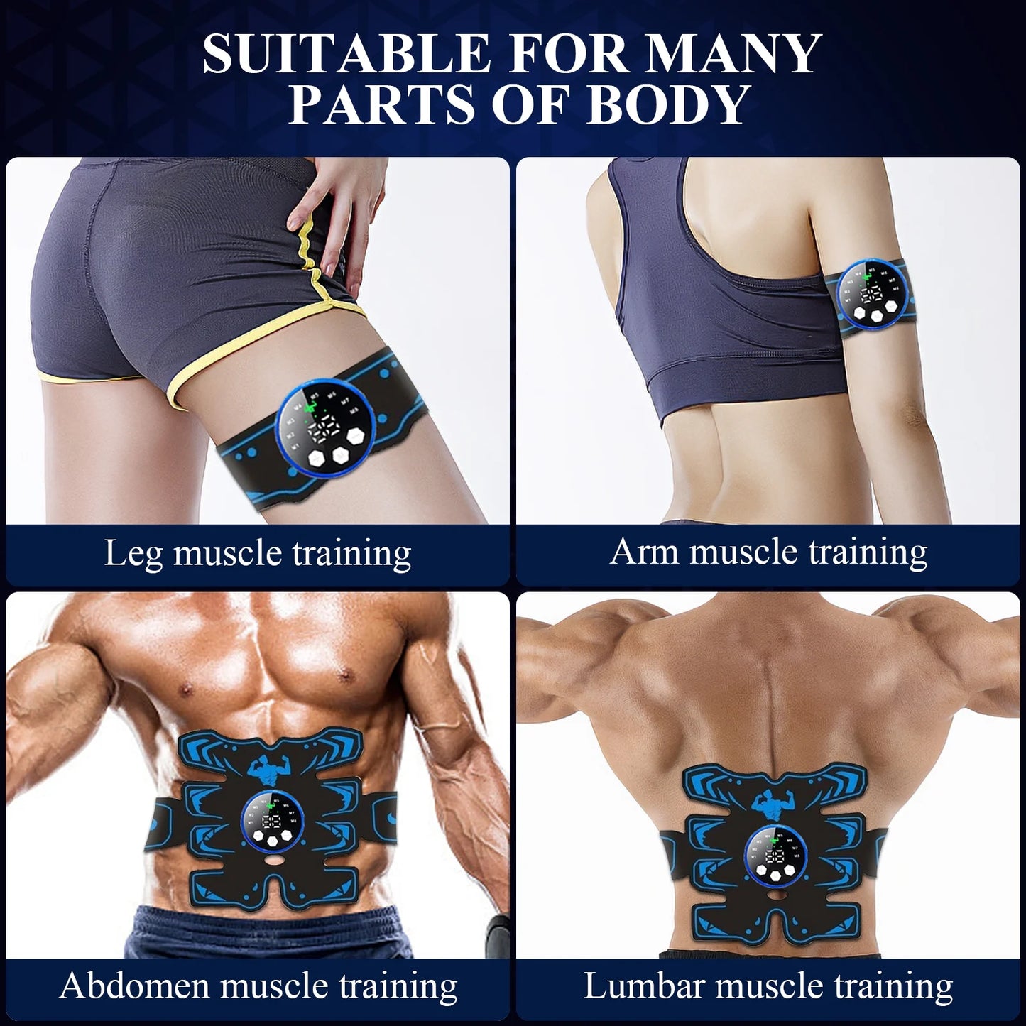 Abs Stimulator, Rechargeable Ultimate Muscle Toner Trainer for Men Women Abdominal Fitness Workout EMS Muscle Stimulation