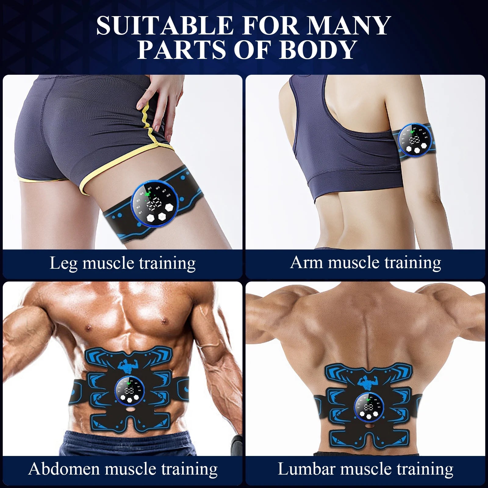 Abs Stimulator, Rechargeable Ultimate Muscle Toner Trainer for Men Women Abdominal Fitness Workout EMS Muscle Stimulation