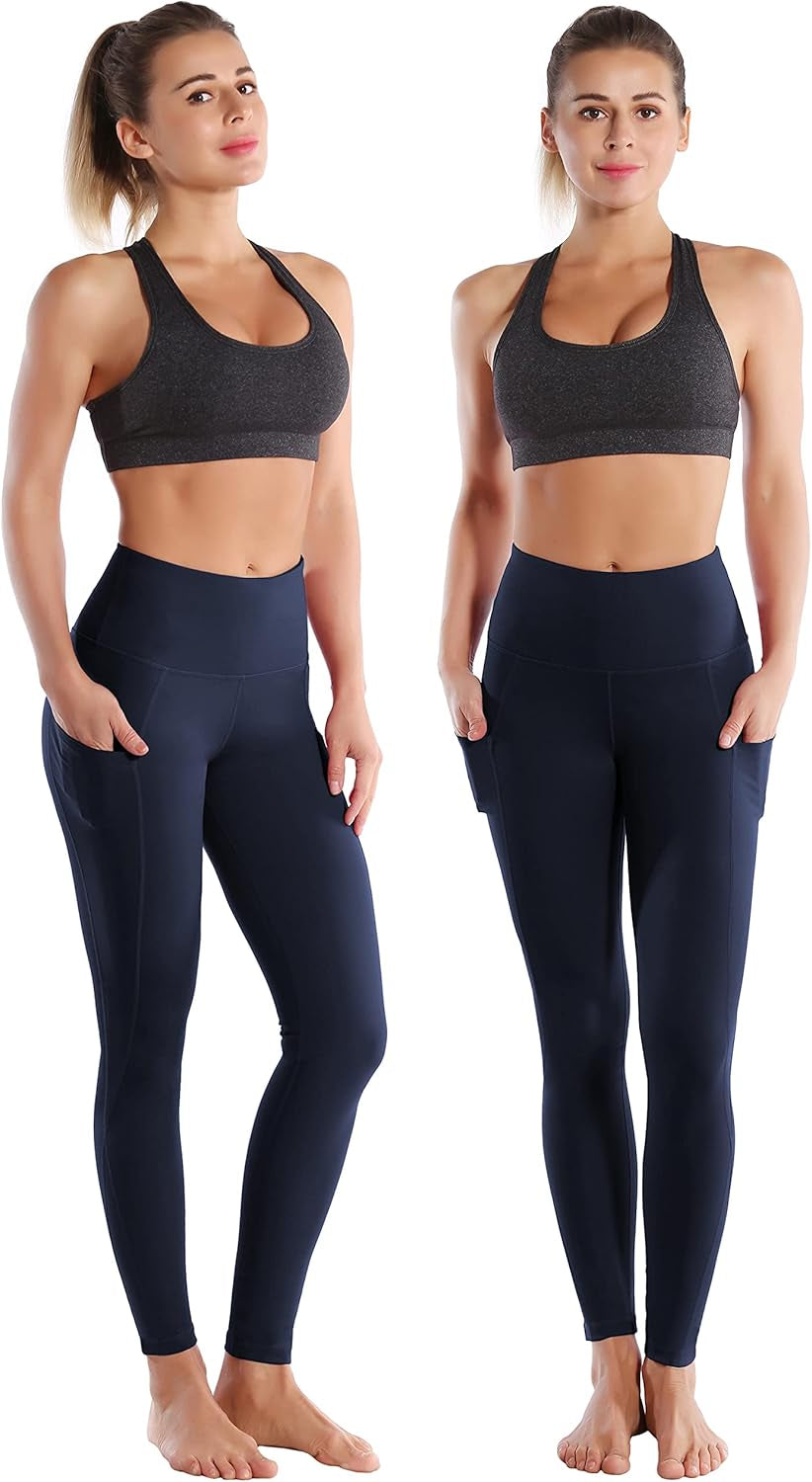 25"/26"/27"/28" Inseam Women'S Basic/Out Pockets High Waist Yoga Pants Stretchy Workout Pants