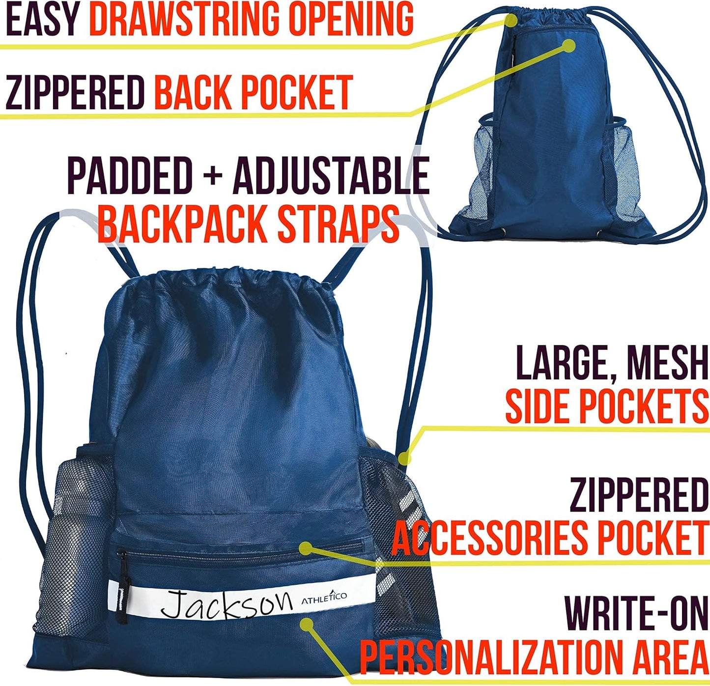 Drawstring Soccer Bag - Soccer Backpack for Boys or Girls Can Also Carry Basketball or Volleyball