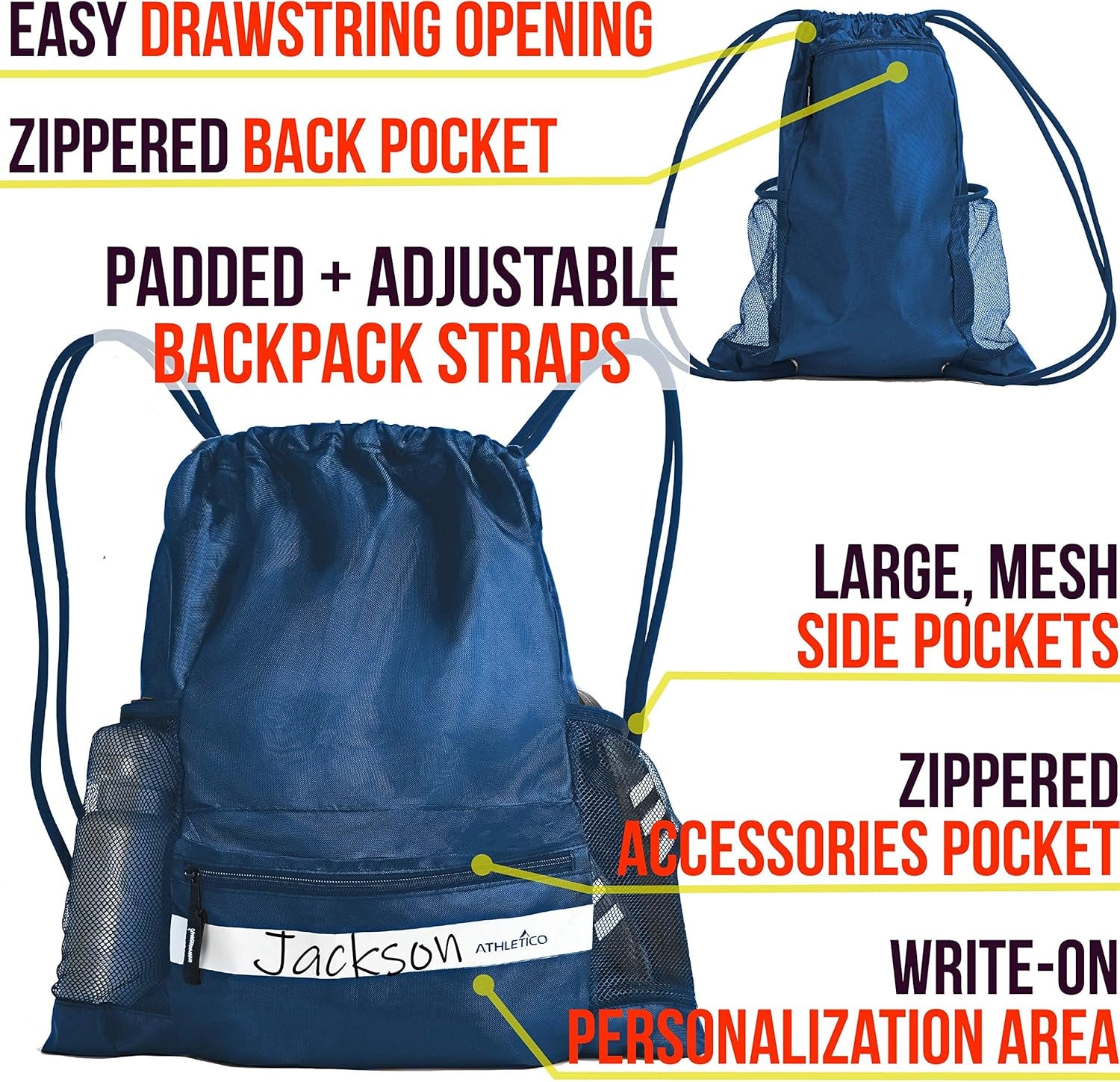 Drawstring Soccer Bag - Soccer Backpack for Boys or Girls Can Also Carry Basketball or Volleyball