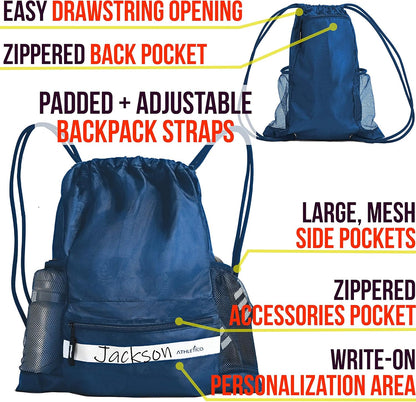Drawstring Soccer Bag - Soccer Backpack for Boys or Girls Can Also Carry Basketball or Volleyball