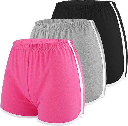 3 Pack Women Cotton Sports Shorts Athletic Shorts Yoga Dance Summer Short Pants