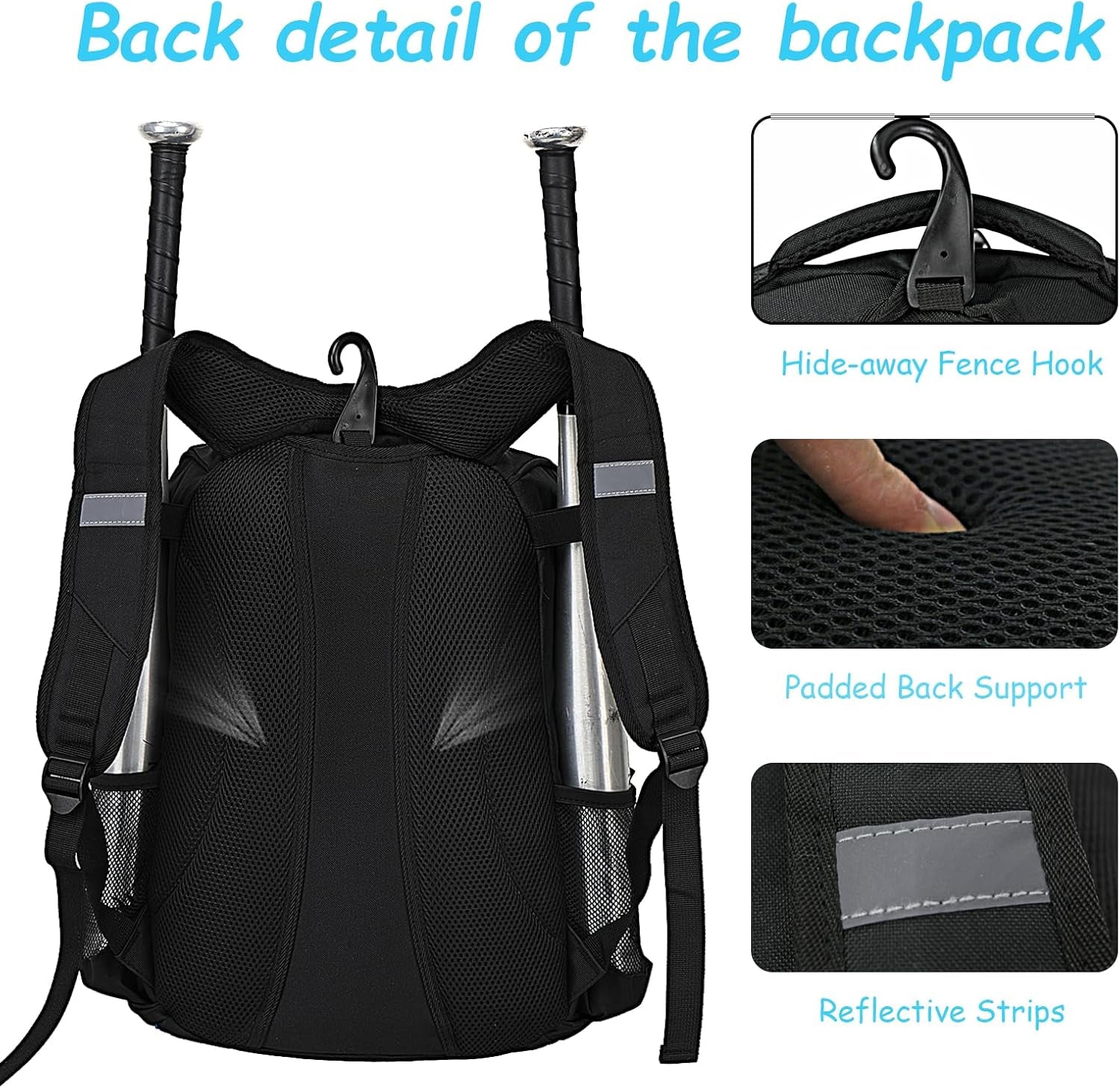 Youth Baseball Bag - Bat Backpack for Softball and T-Ball Gear with Separate Shoe Compartment